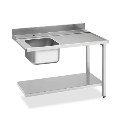 SMEG - Table d'entrée avec bac 500 x 400 mm côté droit et étagère basse