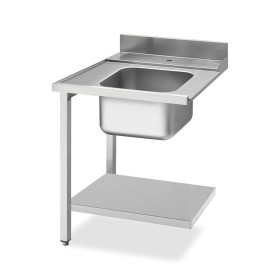SMEG - Table d'entrée avec bac 500 x 400 mm côté gauche avec dosseret inox et étagère basse