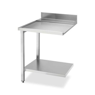 SMEG - Table de sortie côté gauche avec dosseret inox et étagère basse L. 700 mm