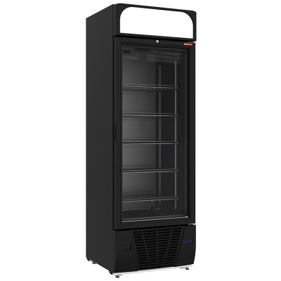 DIAMOND - Vitrine ventilée négative vitrée 496 litres - 6 niveaux fixes avec caisson lumineux - NOIRE