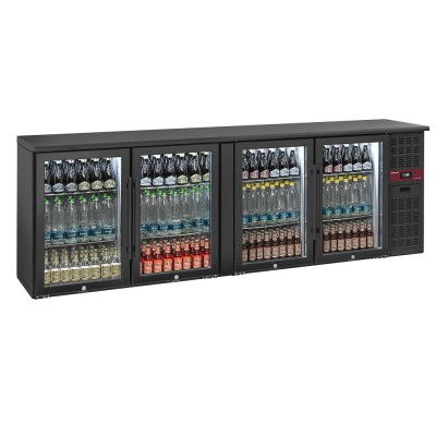 DIAMOND - Refroidisseur de bouteilles 4 portes vitrées, 620 litres, pieds réglables