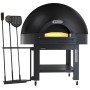 DIAMOND - Four à pizzas statique à cupole, sole fixe, 6 pizzas (Ø 33) avec support sur roues - BLACK