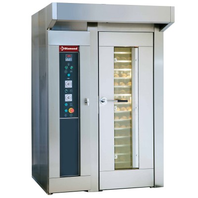 DIAMOND - Four gaz pour boulangerie et pâtisserie, rotatif, 15 ou 18 Niv.(450x650 mm ou 500x700 mm), L. 1500 mm