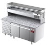DIAMOND - Table frigorifique ventilée 2 portes 7 tiroirs avec vitrine refrigérée 1800x380x410 plan granit