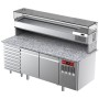 DIAMOND - Table frigorifique ventilée 2 portes 7 tiroirs avec vitrine refrigérée 2000x380x410 plan granit