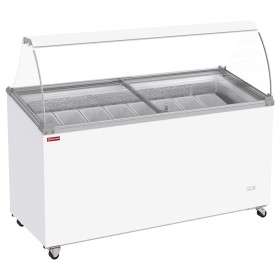 DIAMOND - Déclassé - Conservateur comptoir à glaces 467 L couvercles coulissants, vitres bombées, capacité 8 bacs
