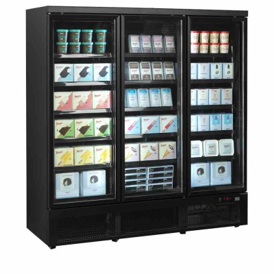 TEFCOLD - Armoire froide négative 3 portes vitrées noire 1090 L