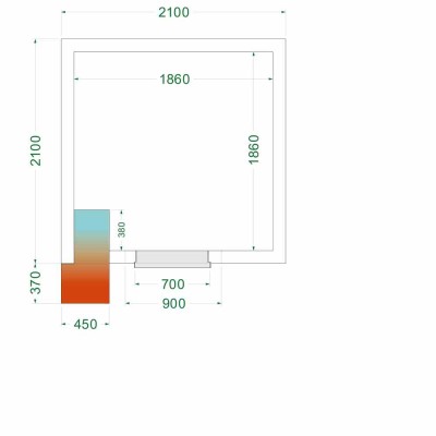TEFCOLD - Chambre froide négative 2100 x 2100 x 2200 mm isolation 120 mm