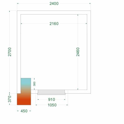 TEFCOLD - Chambre froide négative 2400 x 2700 x 2200 mm iso 120 mm porte 850 mm