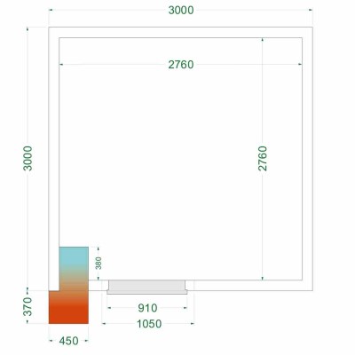 TEFCOLD - Chambre froide négative 3000 x 3000 x 2200 mm iso 120 mm porte 850 mm