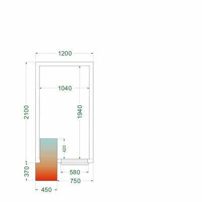 TEFCOLD - Chambre froide positive 1200 x 2100 x 2200 mm isolation 80 mm