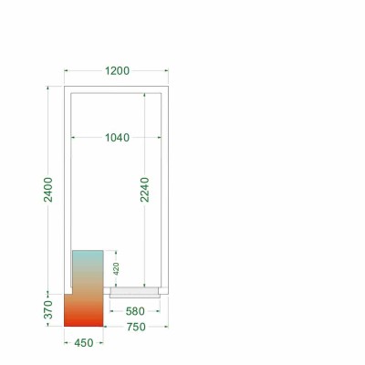 TEFCOLD - Chambre froide positive 1200 x 2400 x 2200 mm isolation 80 mm