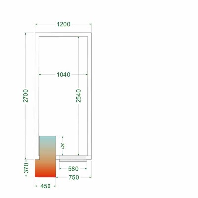 TEFCOLD - Chambre froide positive 1200 x 2700 x 2200 mm isolation 80 mm