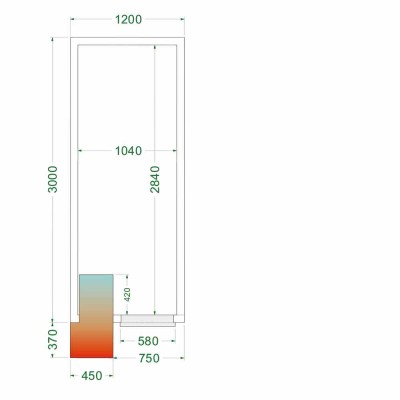 TEFCOLD - Chambre froide positive 1200 x 3000 x 2200 mm isolation 80 mm