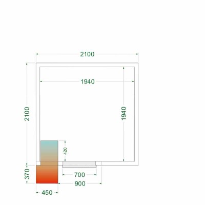 TEFCOLD - Chambre froide positive 2100 x 2100 x 2200 mm isolation 80 mm