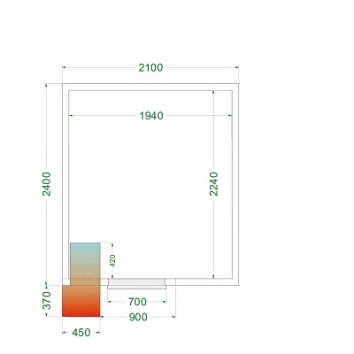 TEFCOLD - Chambre froide positive 2100 x 2400 x 2200 mm isolation 80 mm