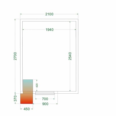 TEFCOLD - Chambre froide positive 2100 x 2700 x 2200 mm isolation 80 mm