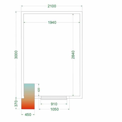 TEFCOLD - Chambre froide positive 2100 x 3000 x 2200 mm iso 80 mm porte 850 mm