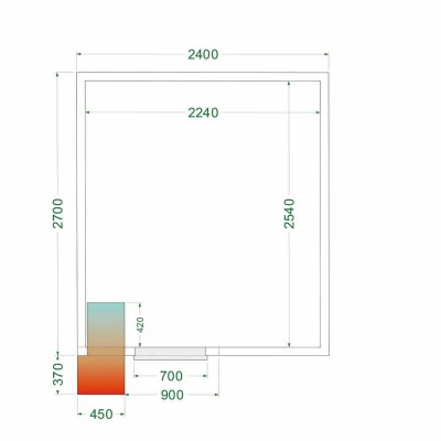 TEFCOLD - Chambre froide positive 2400 x 2700 x 2200 mm iso 80 mm