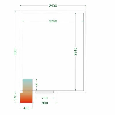 TEFCOLD - Chambre froide positive 2400 x 3000 x 2200 mm isolation 80 mm