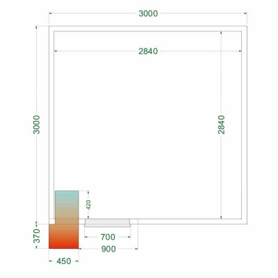 TEFCOLD - Chambre froide positive 3000 x 3000 x 2200 mm iso 80 mm