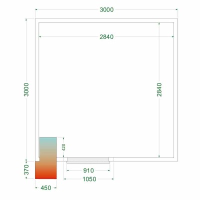 TEFCOLD - Chambre froide positive 3000 x 3000 x 2200 mm iso 80 mm porte 850 mm