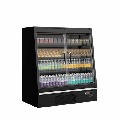 TEFCOLD - Vitrine réfrigérée pour supermarché noire 2 portes 360 L