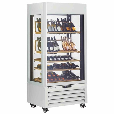 DIAMOND - Vitrine FULL vitrée 600 L 1 niveau + 4 étagères ventilée - WINE - BLANC