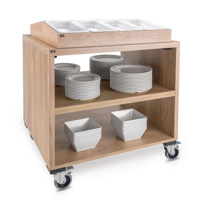 PUJADAS - Chariot distributeur de couverts cubique 82,5 cm avec finition chêne