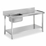 DISTFORM - Table murale entrée de prélavage bac à gauche et étagère 1100x750x850