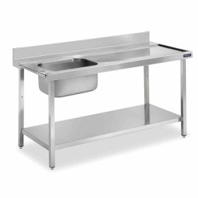 DISTFORM - Table murale entrée de prélavage bac à gauche et étagère 2100x750x850