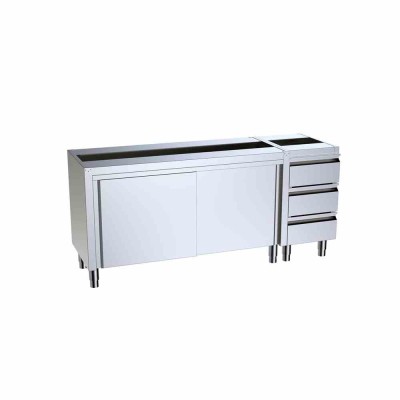 DISTFORM - Meuble 2000x600x850 portes et meuble de tiroirs à droite