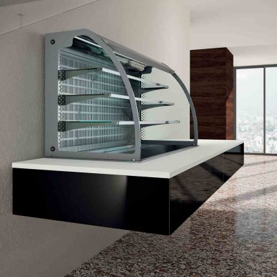 DIAMOND - Mural avec cuve/vitrine 3 niveaux ouverte (rideau), réfrigéré, ventilé, 3x GN1/1 (sans unité)