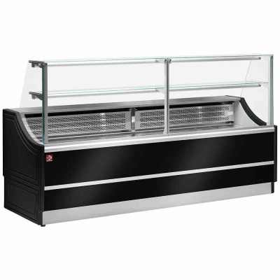 DIAMOND - Comptoir neutre vitre droite 90°, sans réserve - NOIR L. 1500 mm