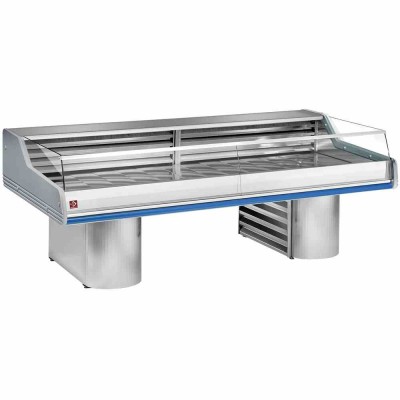DIAMOND - Comptoir vitrine réfrigéré vitre Self-Service, sur socles L. 3500 mm