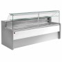 DIAMOND - Comptoir vitrine réfrigéré vitre droite 90°, avec réserve - GRIS/BLANC L. 1500 mm