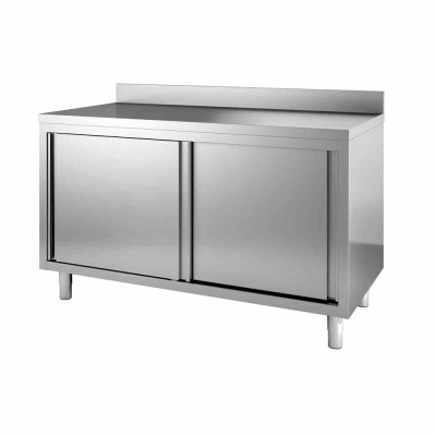 COMBISTEEL - Plan de travail portes coulissantes bord relevé L. 1200 mm P. 700 mm