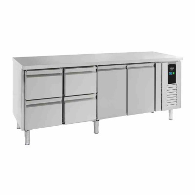 COMBISTEEL - Table réfrigérée positive 2 portes et 4 tiroirs ENERGY LINE L. 2230 mm P. 700 mm