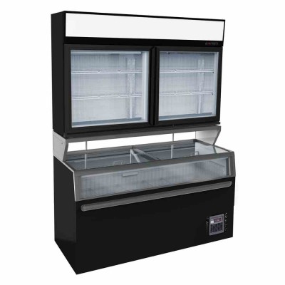 COMBISTEEL - Chambre murale frigorifique noir 2 portes en verre 1454 x 890 x 2110 mm