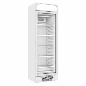 COMBISTEEL - Congélateur 1 porte en verre blanc bandeau lumineux 382 L