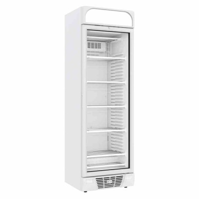 COMBISTEEL - Congélateur 1 porte en verre blanc bandeau lumineux 382 L
