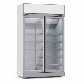 COMBISTEEL - Congélateur 2 portes en verre blanc 1000 L