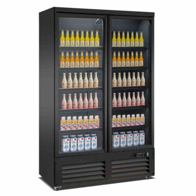 COMBISTEEL - Congélateur 2 portes en verre noir 888 L