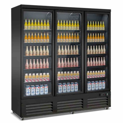 COMBISTEEL - Congélateur 3 portes en verre noir 1500 L