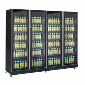 COMBISTEEL - Réfrigérateur 4 portes en verre noir 1608 L