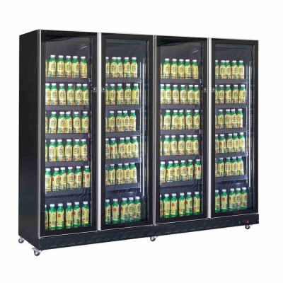 COMBISTEEL - Réfrigérateur 4 portes en verre noir 1608 L