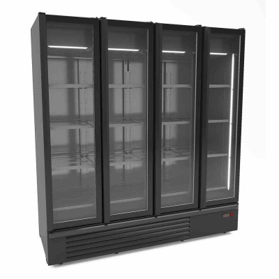 COMBISTEEL - Réfrigérateur 4 portes en verre noir 1850 L