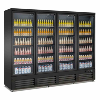 COMBISTEEL - Réfrigérateur 4 portes en verre noir 2000 L