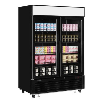 TEFCOLD - Congélateur vertical vitrine 2 portes noires 1108 L