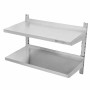 CPC - Étagère murale en inox sur crémaillères 2 niveaux - L 800 x P 400 mm